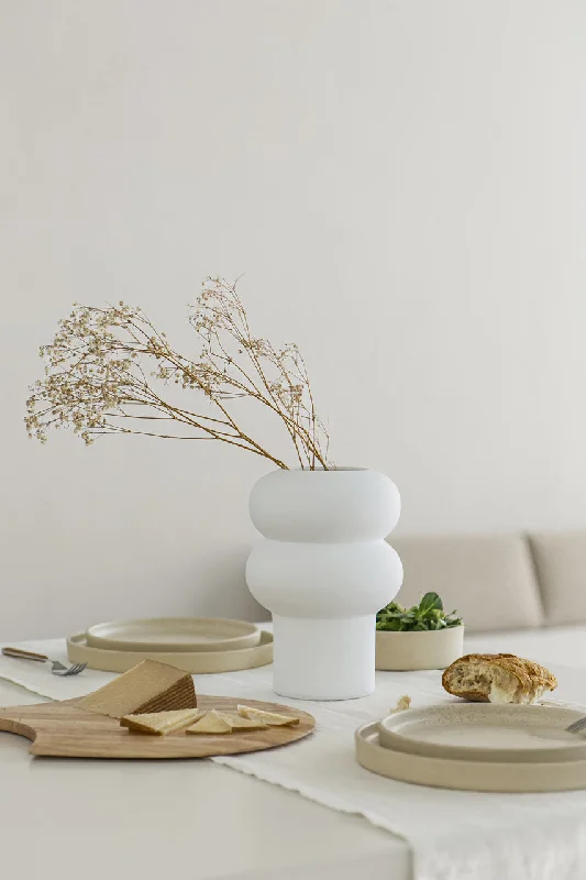 Contemporary black vase for edge-Ripple Large Vase - White