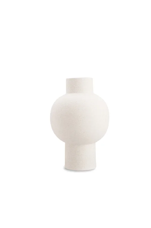 Colorful abstract vase for playful decor-Round White Ceramic Tribal Vase | Liang & Eimil Diamen II