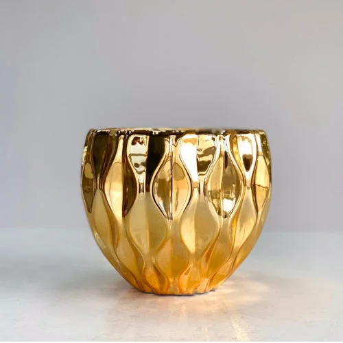 Rustic clay decorative vase for natural-Shape Mountain Chrome Gold Vase