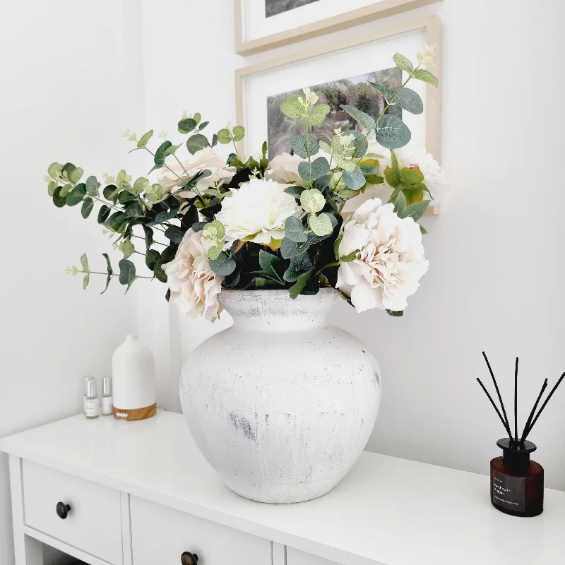 Modern black flower vase for edge-Sophia Antique White Vase