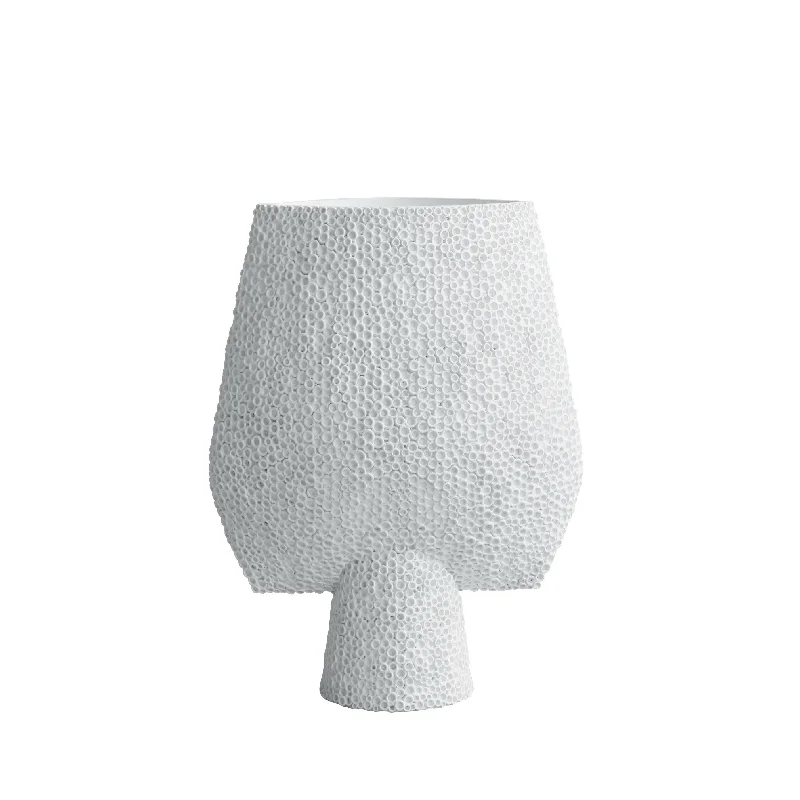 Tall minimalist white vase for height-Sphere Vase Square Shisen | Big | Bone White