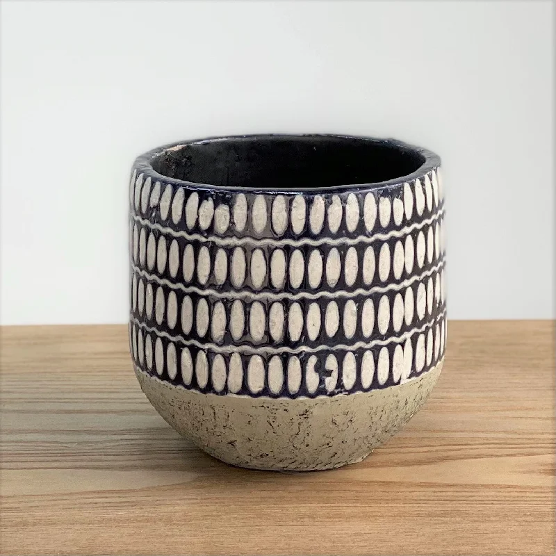 Handmade glass vase for craftsmanship-Terra Round Indigo Blue Pot