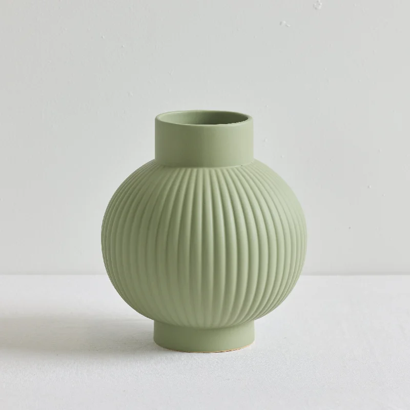 Geometric pottery flower vase for trend-Tessa Ribbed Vase - Sage