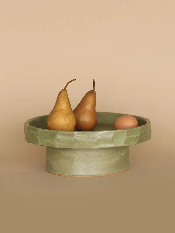 Small pottery vase for cozy space-Tetto Plinth Verde - Goodwin Ceramics