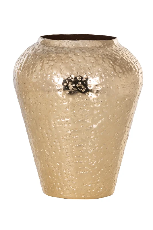 Vintage floral vase for classic charm-Textured Golden Vase | OROA Megan