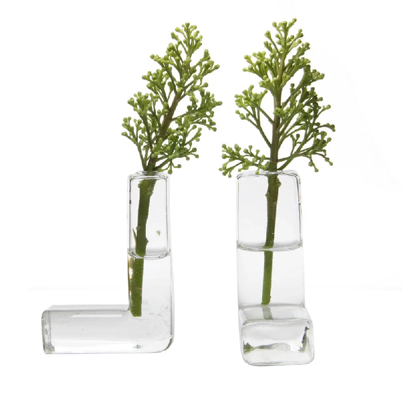 Luxury gold vase for elegance-The L Glass Modern Clear Flower Vase