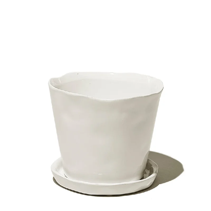 Small luxury marble flower vase for shine-Tika Ceramic Pot & Saucer Set With Drainage