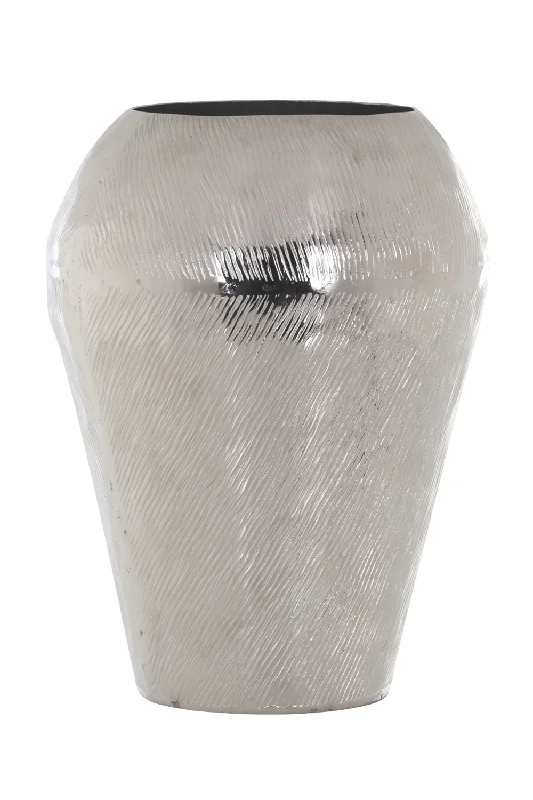 Tall glass vase for dramatic effect-Urn Shaped Silver Vase | OROA Meiz