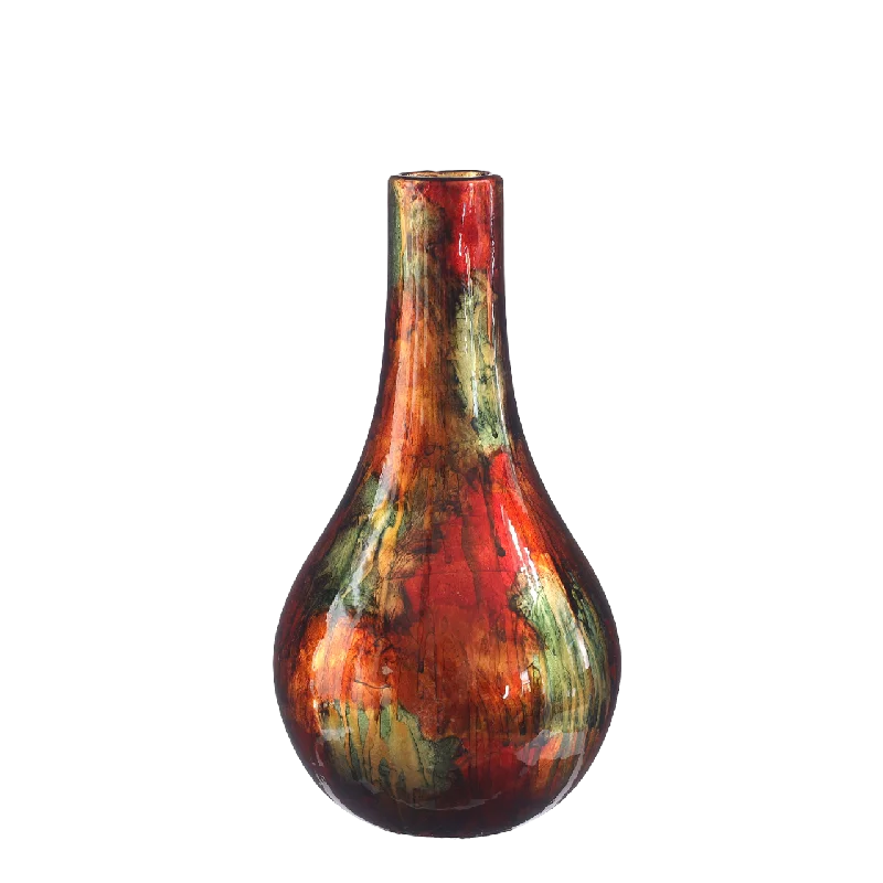 Tall gold vase for luxury decor-VASE 14XH26CM RUBY RED