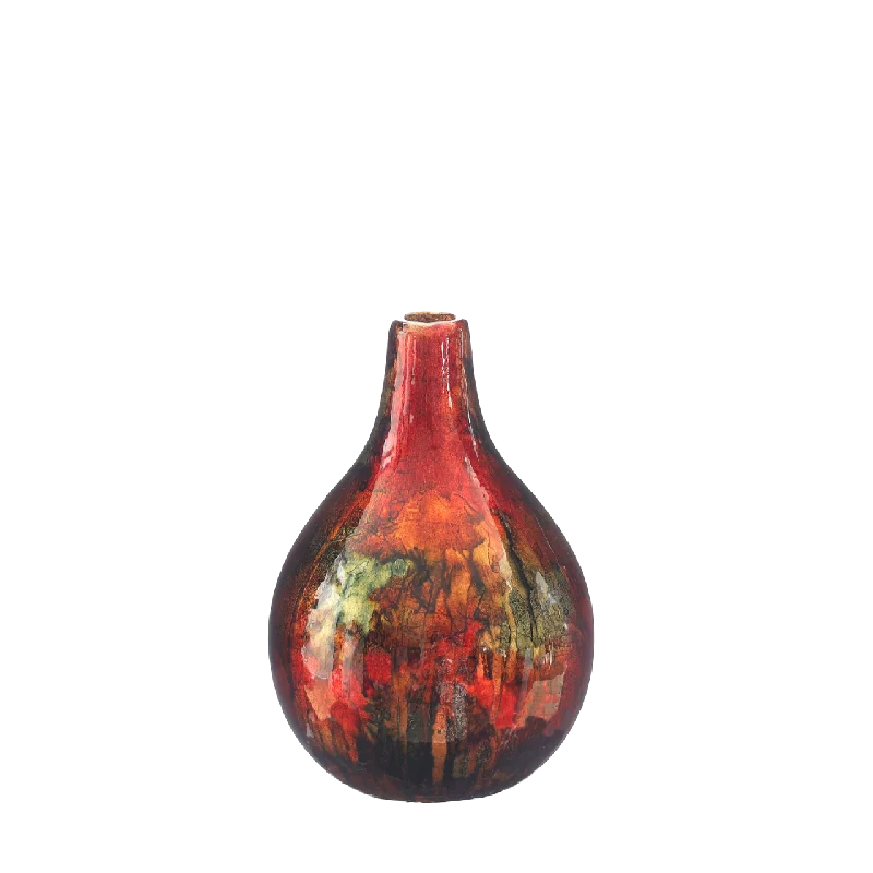 Large glass decorative vase for drama-VASE 12XH18CM RUBY RED