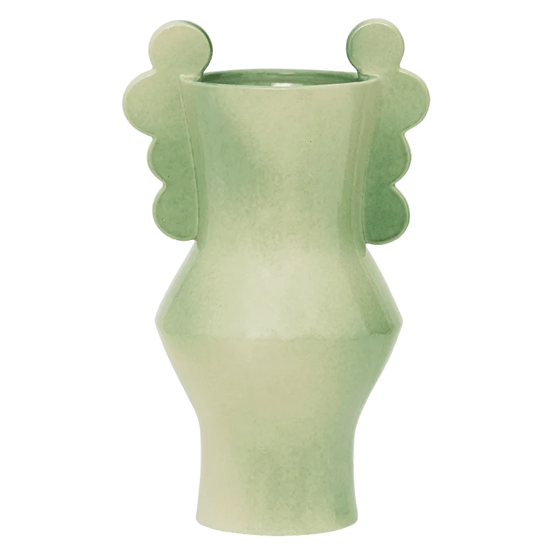 Vintage floral ceramic tall vase for retro-Vase Circulo Pale Green