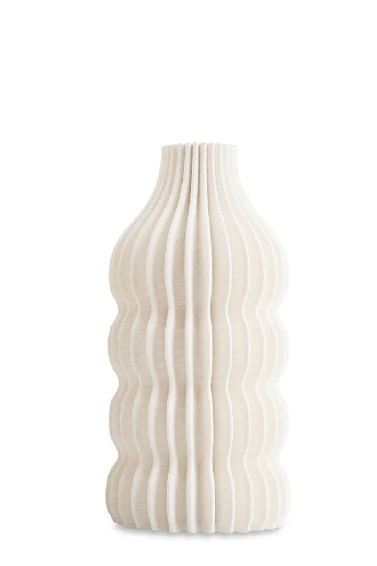 Vintage brass decorative vase for retro-White Ceramic Fluted Vase | Liang & Eimil Iverna