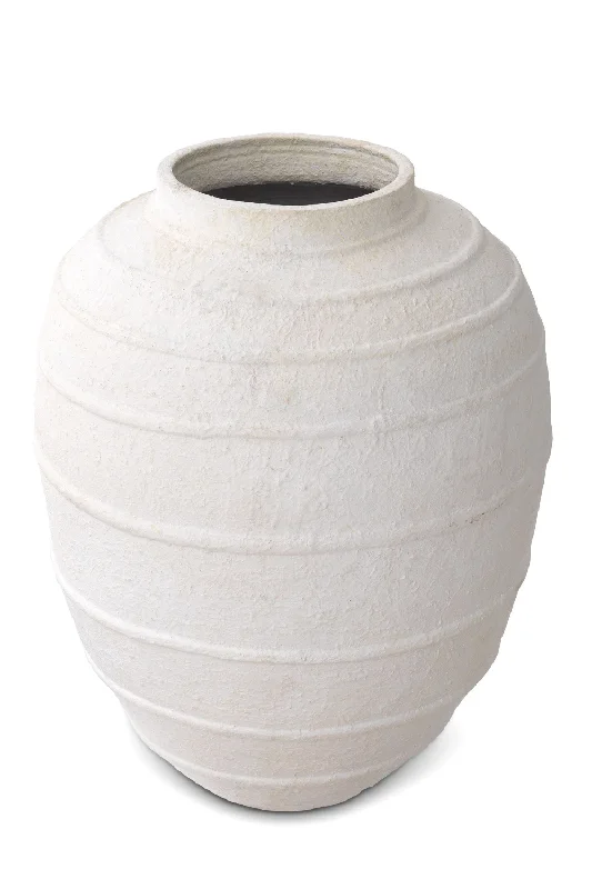 Large floor vase for entryway-White Handmade Clay Vase | Eichholtz Romane