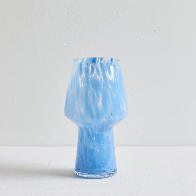 Handmade glass flower vase for art-Yasmin Vase - Blue - Medium