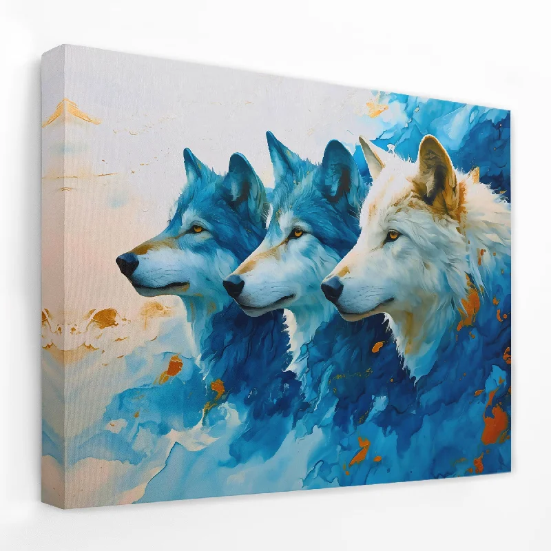 Minimalist geometric wall art for symmetry-Azul Wolf Pack