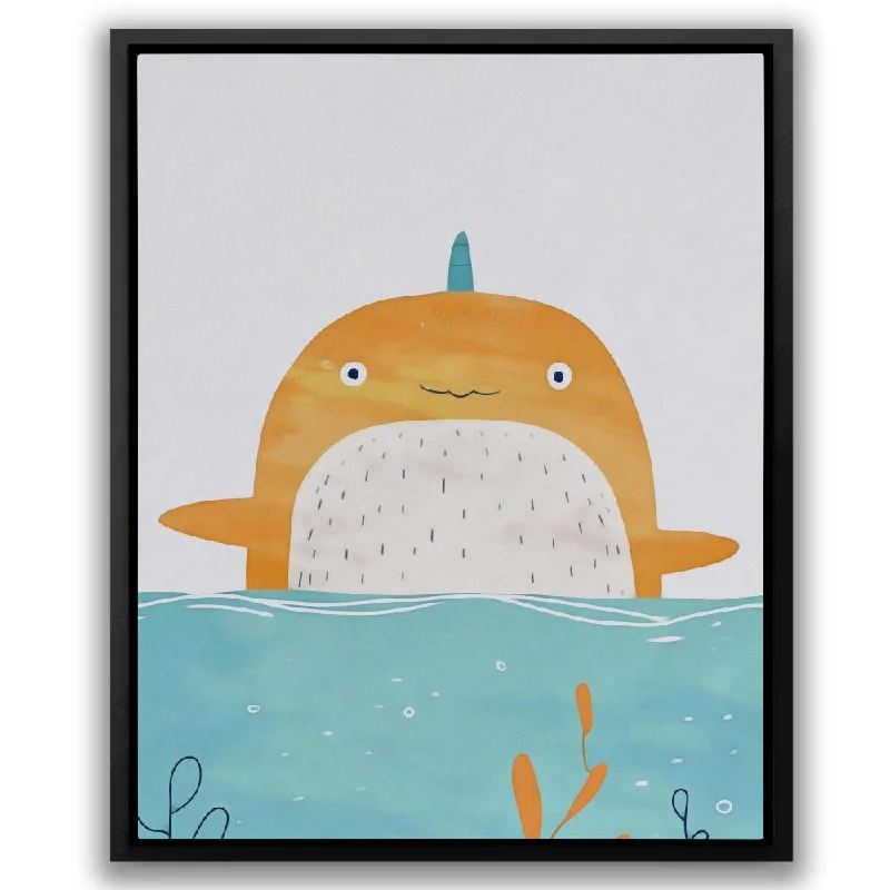 Vintage landscape canvas wall art for depth-Baby Narwhal