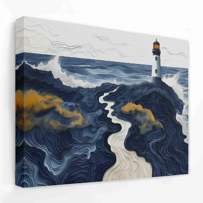 Custom watercolor abstract wall art for creativity-Beach Lighthouse