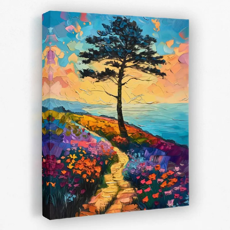 Nature themed floral canvas wall art for nature-Beachside Tree