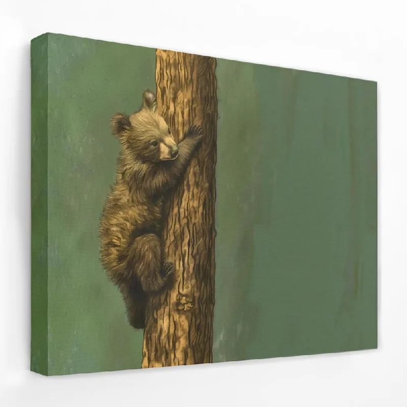 Large modern floral wall art for impact-Bear Cub Climbing