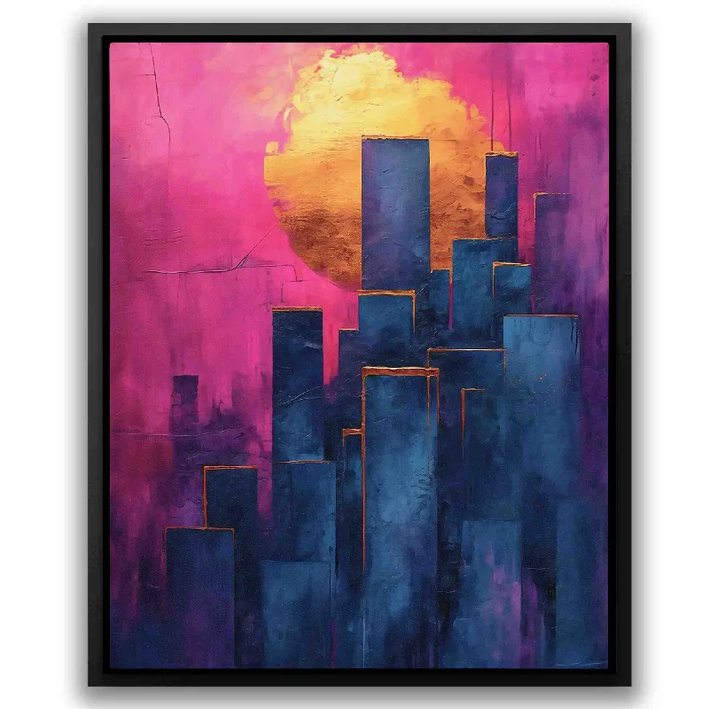 Small geometric canvas wall art for subtlety-Big City of USA