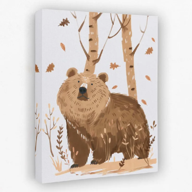 Hand-painted landscape wall art for detail-Big Forest Bear