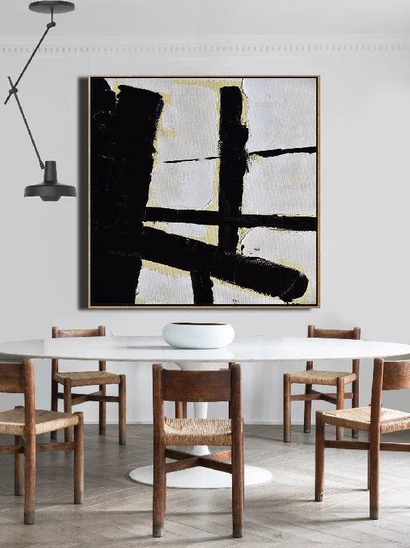 Nature themed abstract wall art for peace-Black and White Abstract Painting Modern Wall Art Decor Yp046