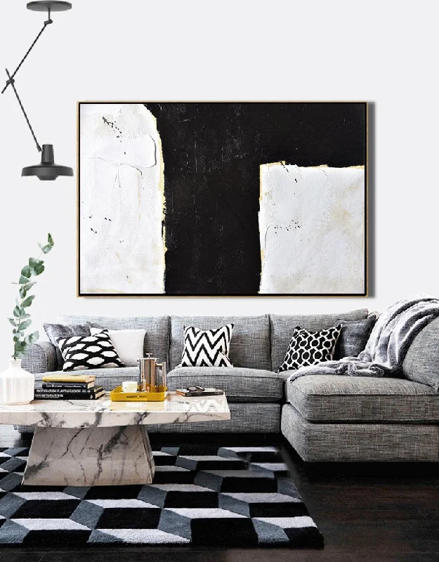 Small luxury wall art for intimate space-Black And White Minimal Painting Dinning Room Wall Art Yp103