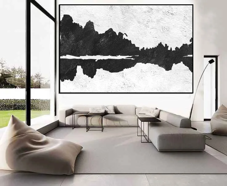 Contemporary floral wall art for beauty-Black and White Minimalist Modern Wall Art Acrylic Painting Yp102