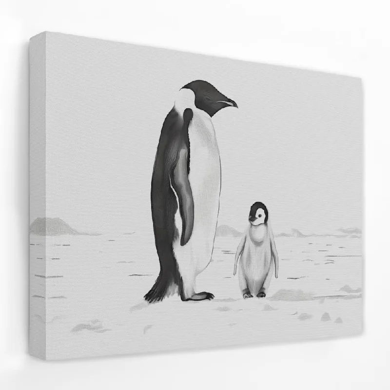 Hand-painted wall art for office decor-Black and White Penguins