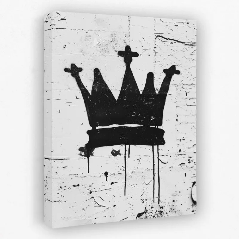 Contemporary geometric canvas wall art for edge-Black Crown