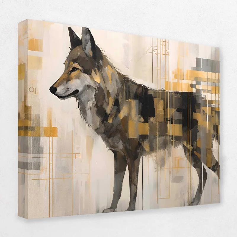 Rustic wooden abstract canvas wall art for style-Wolf's Obsession