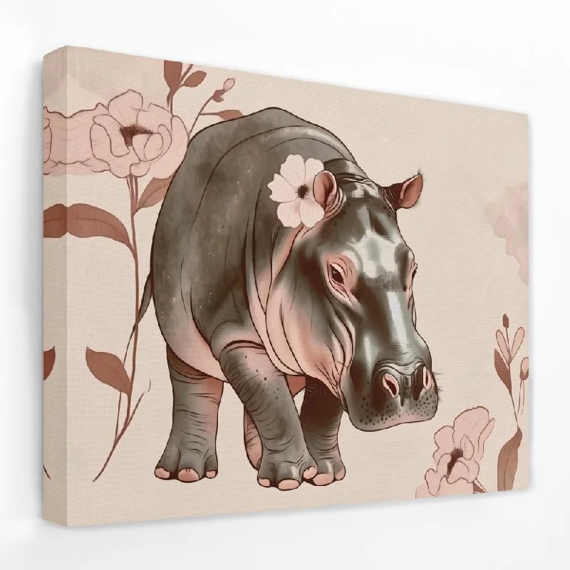 Handmade animal abstract wall art for fun-Blooming Hippo