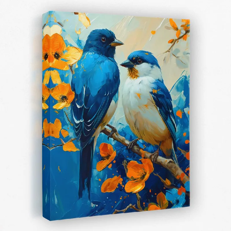 Nature inspired abstract canvas wall art for vibe-Blue Bird Paradise