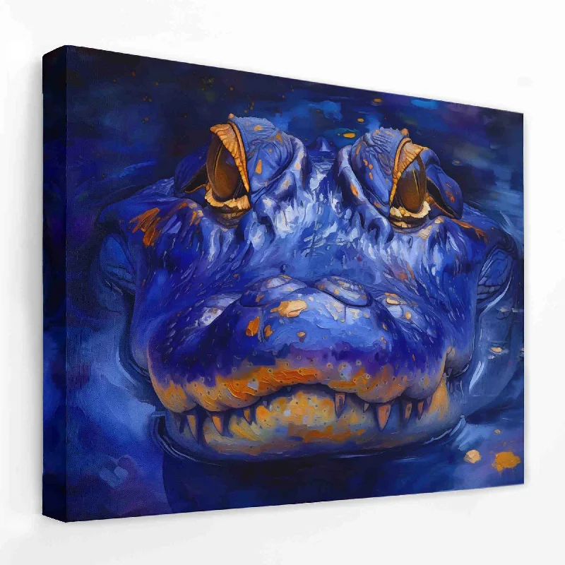 Luxury gold abstract wall art for glamour-Blue Crocodile