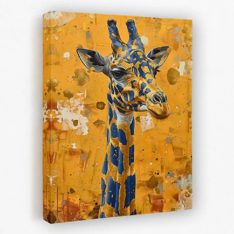 Custom framed geometric wall art for unique-Blue Giraffe