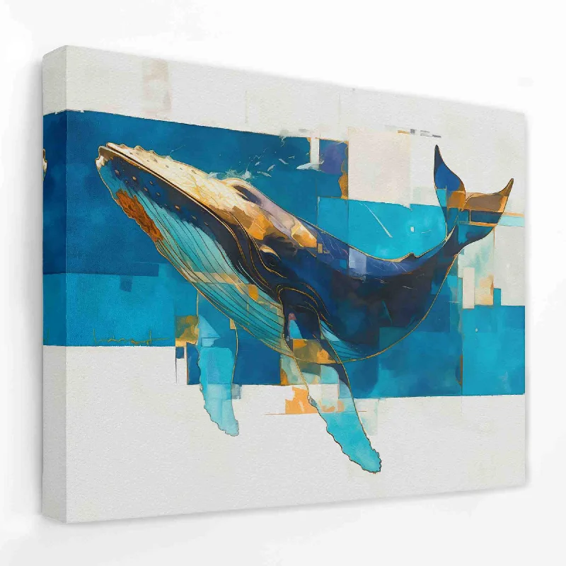 Vintage portrait wall art for classic style-Blue Humpback Whale