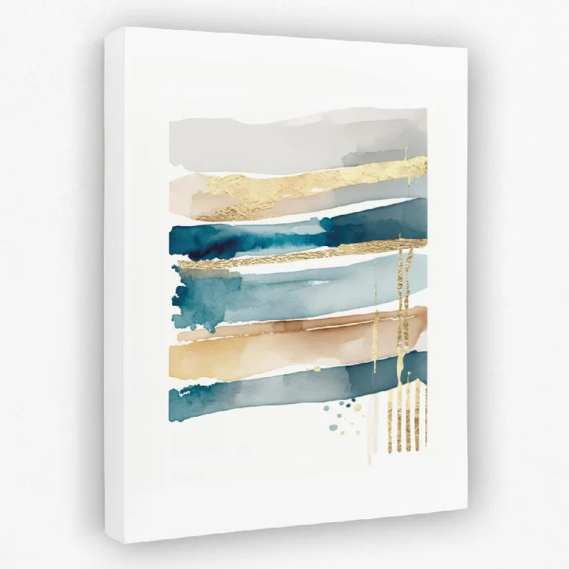 Boho abstract wall art for eclectic style-Blue Lines With Gold