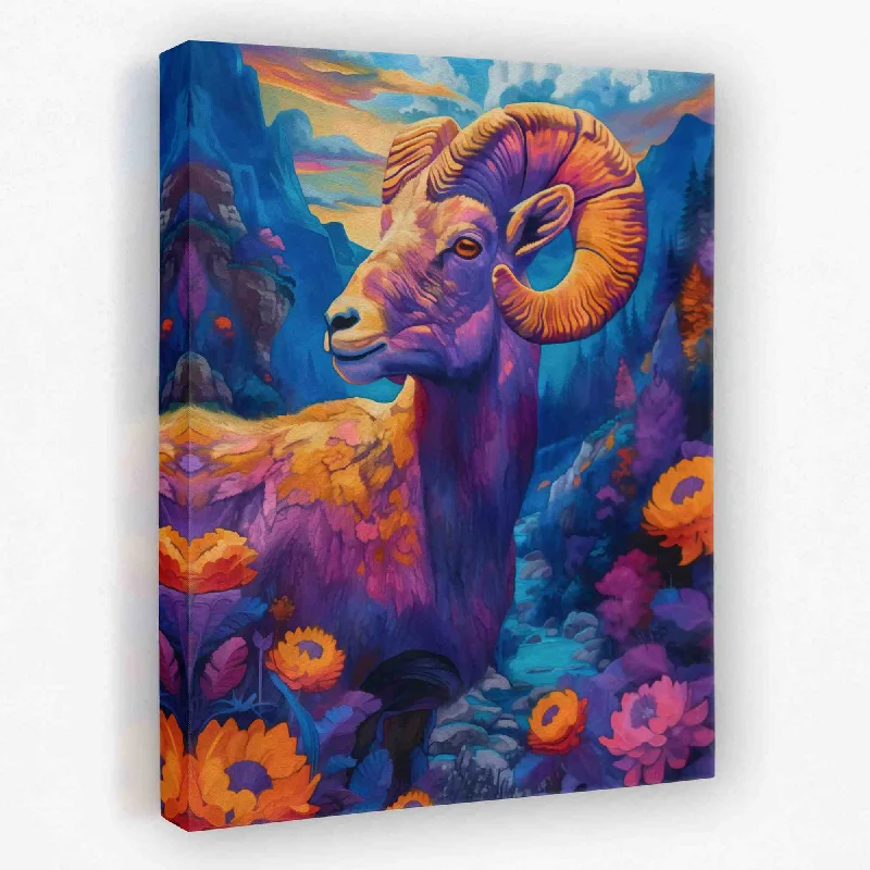 Handmade watercolor wall art for kids-Blue Mountain Ram