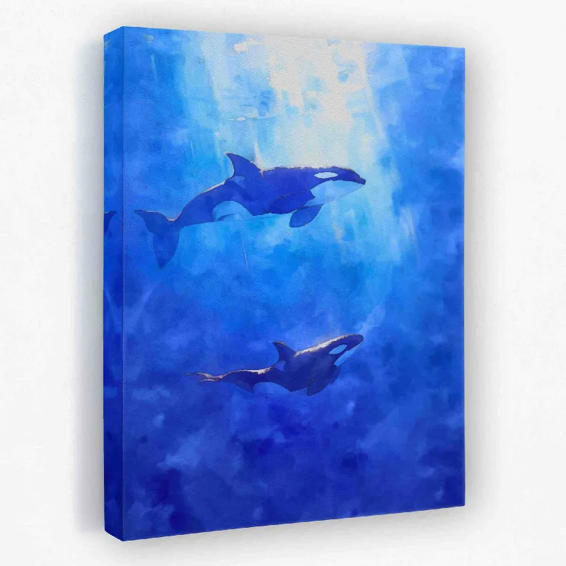 Custom framed wall art for gift-Blue Orcas