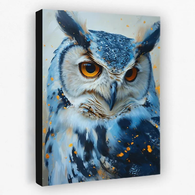 Nature themed abstract wall art for peace-Blue Owl