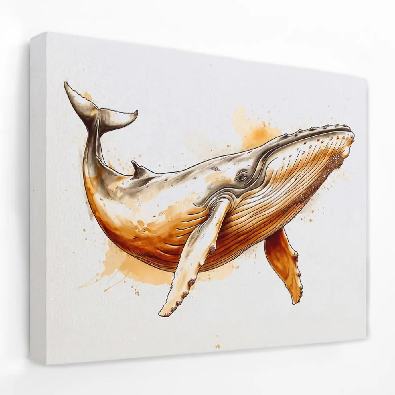 Small luxury geometric wall art for detail-Brown Whale