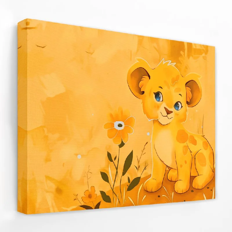 Contemporary floral wall art for beauty-Charming Lion Cub