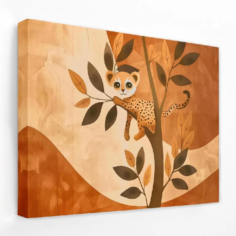 Modern black animal wall art for contrast-Cheetah in a Tree