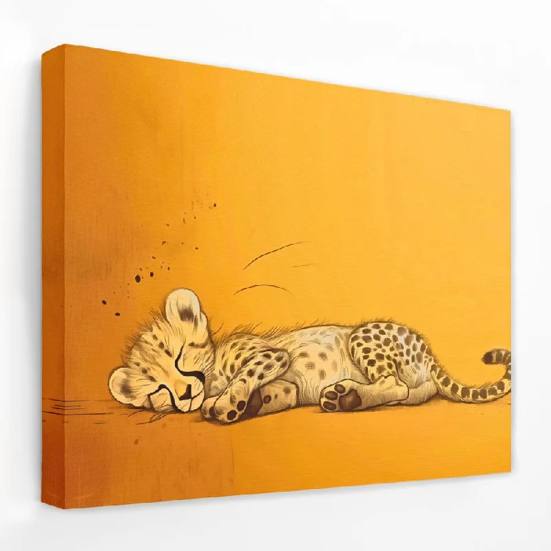 Small geometric animal wall art for subtlety-Cheetah Nap