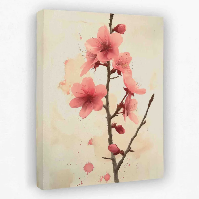 Rustic landscape wall art for earthy tones-Cherry Blossom Branch