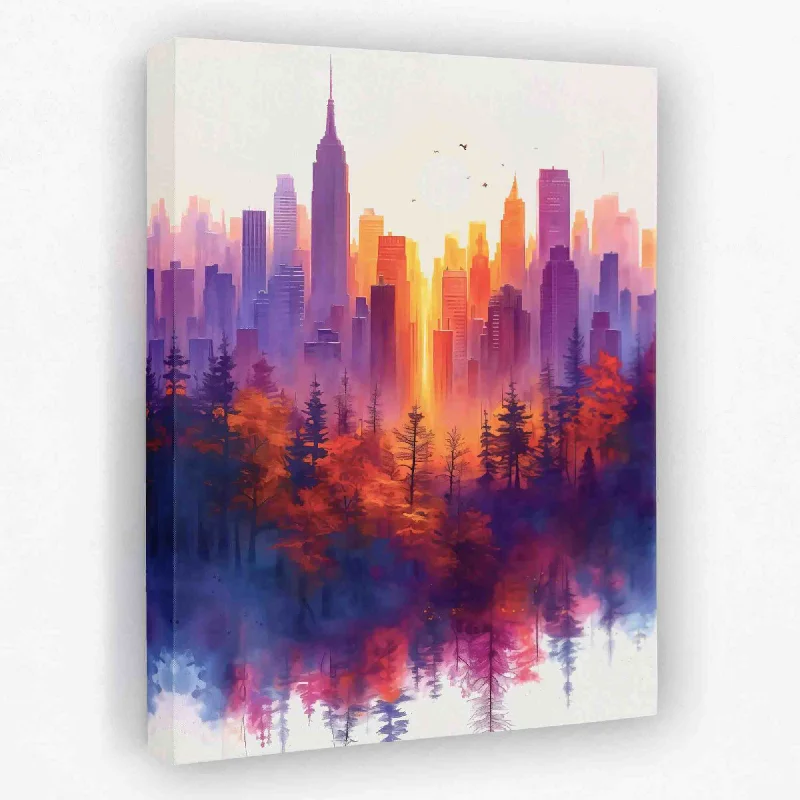 Large modern animal wall art for drama-City Reflections