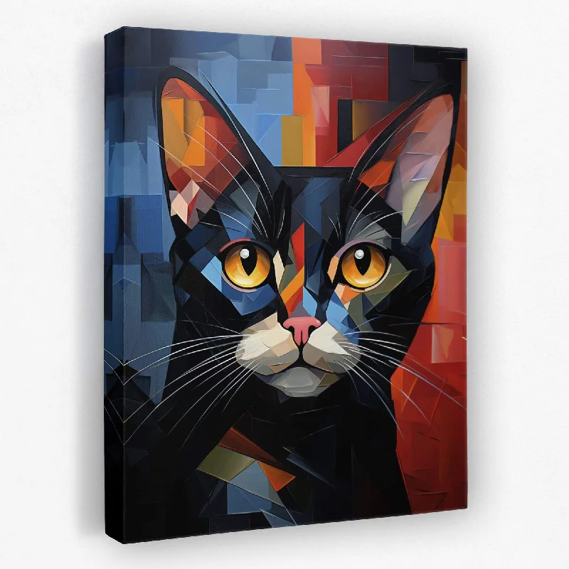 Vintage portrait canvas wall art for story-Colorful Cat Portrait