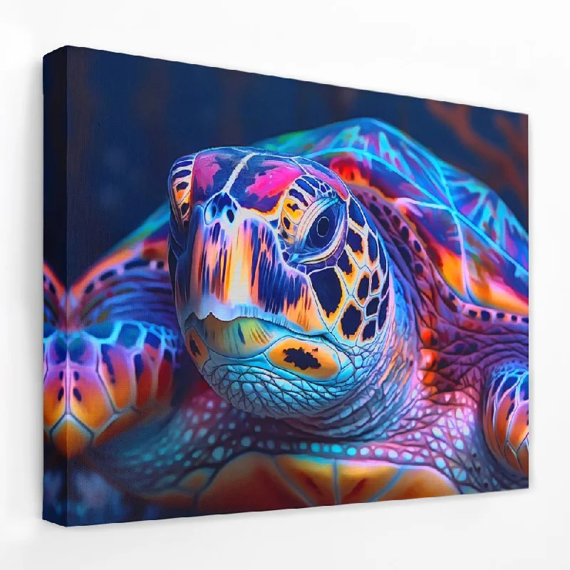 Boho style floral canvas wall art for softness-Colorful Turtle