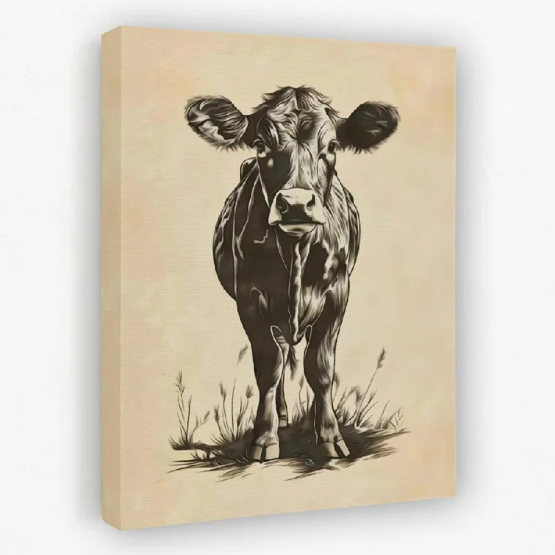 Vintage botanical canvas wall art for elegance-Cow Pasture