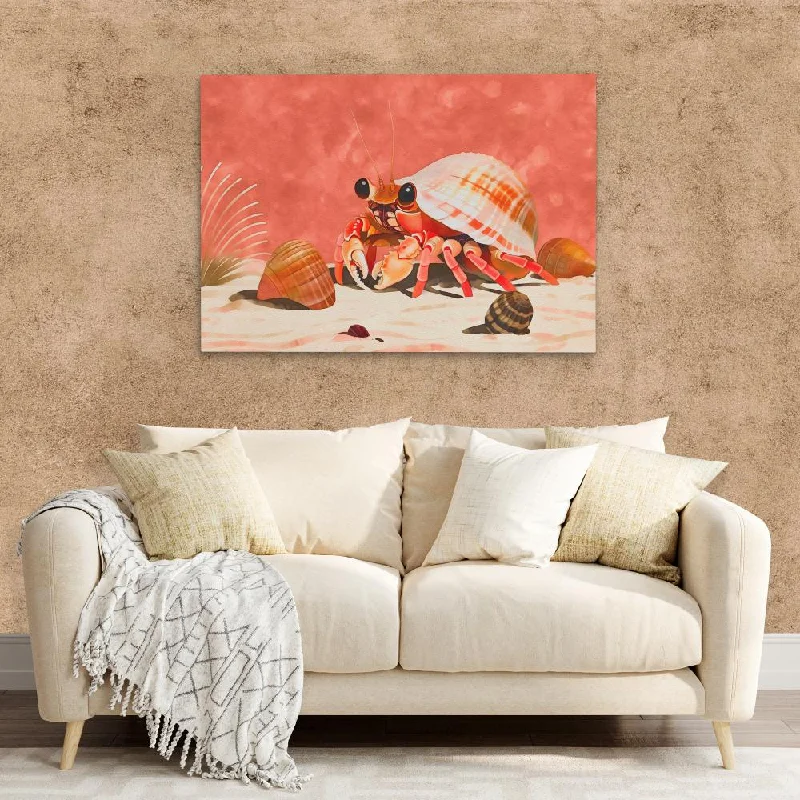 Hand-painted animal canvas wall art for detail-Crab Shell